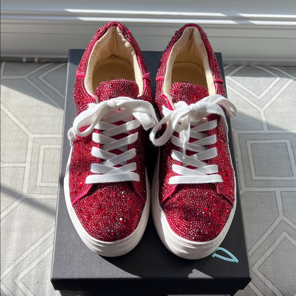 Betsey Johnson Red Sparkle Sneakers